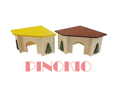 Pinokio drewniany domek narożny dla chomika 11 x 11 x 7 cm