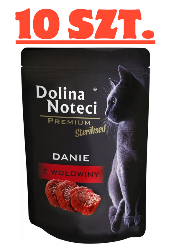 ZESTAW 10 x 85g. Dolina Noteci Kot Danie z Wołowiną Sterilised