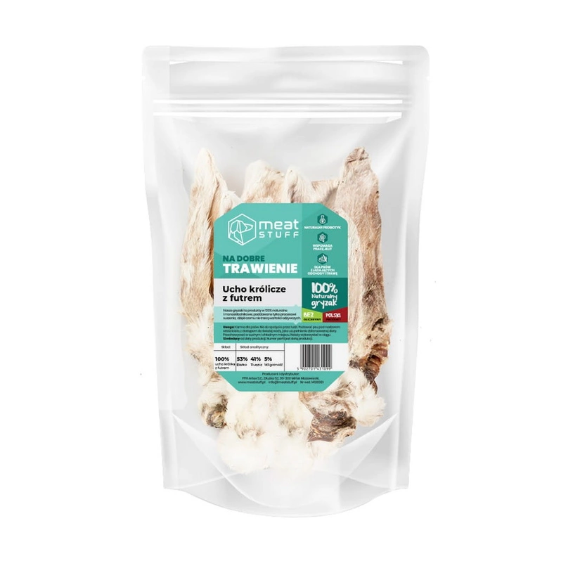 Meat Stuff Ucho królicze z futrem 5 szt.