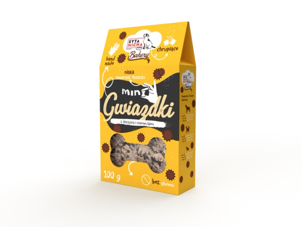 Syta Micha Ciastka Mini gwiazdki z dziczyzną i czarnym bzem 100g