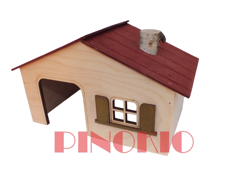 Pinokio drewniany domek dla świnki morskiej seria "mahoń"  24 x 15 x 15 cm