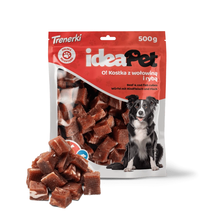 IDEAPET 500g KOSTKA Z WOŁOWINĄ I RYBĄ   