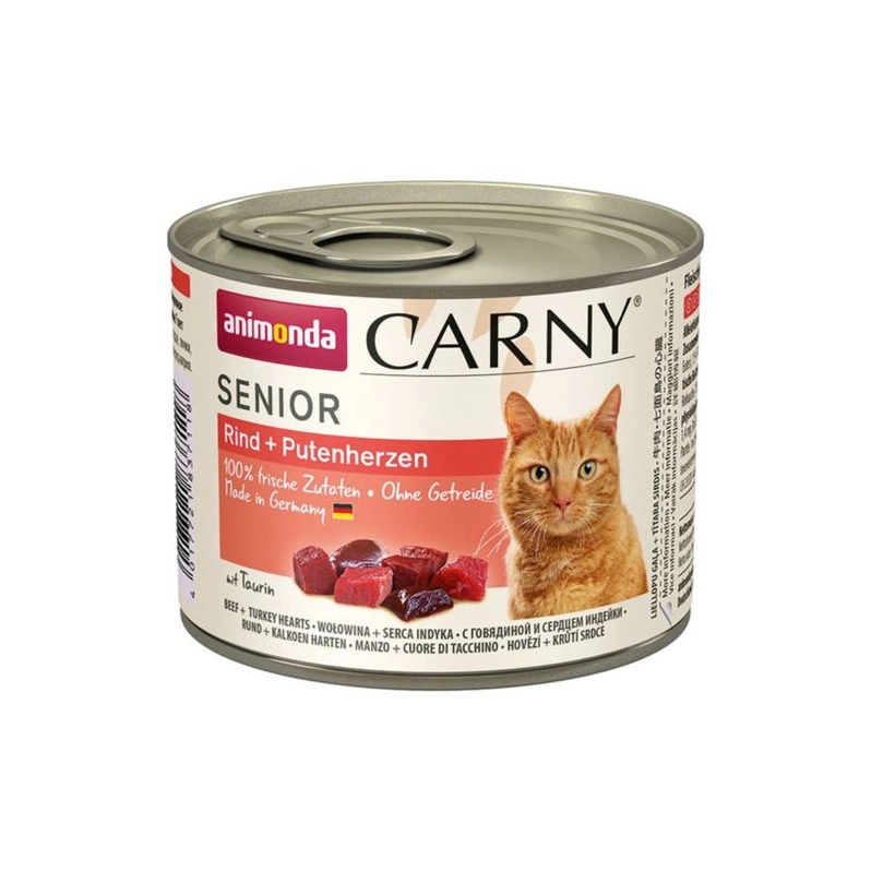 Animonda Carny Senior – karma mokra dla kota wołowina z sercami indyka (200 g)