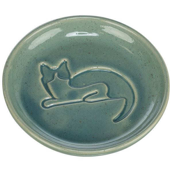 Trixie Miska ceramiczna, dla kota, z wytłoczonym kotem, niebieska, 0,15l/14,5 cm