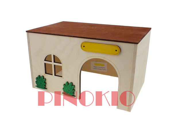 Pinokio drewniany domek dla świnki morskiej i innych gryzoni 26,5 × 17 × 15 cm