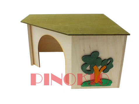 Pinokio drewniany domek narożny dla gryzoni 27,5 x 27,5 15 cm