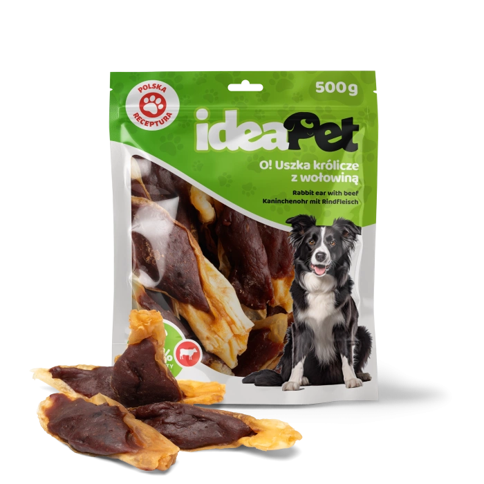 IDEAPET 500g USZKA KRÓLICZE Z WOŁOWINĄ  
