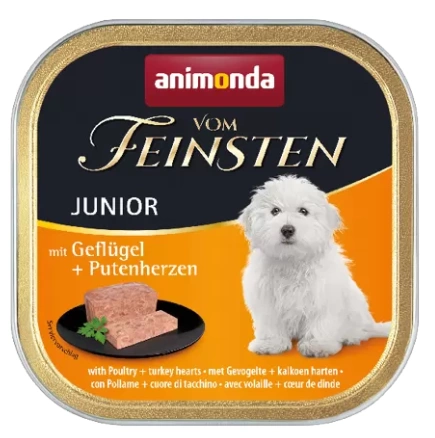 Animonda Vom Feinsten Dog Junior Drób +Serca Indyka 150g