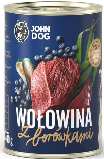 John Dog Wołowina z borówkami puszka 400g