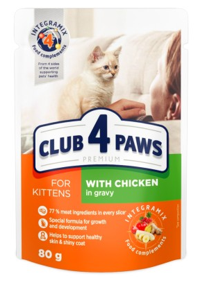 Club 4 Łapy Kitten - Kurczak w sosie 80g
