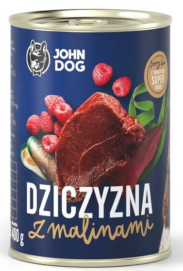 John Dog Dziczyzna z malinami puszka 400g