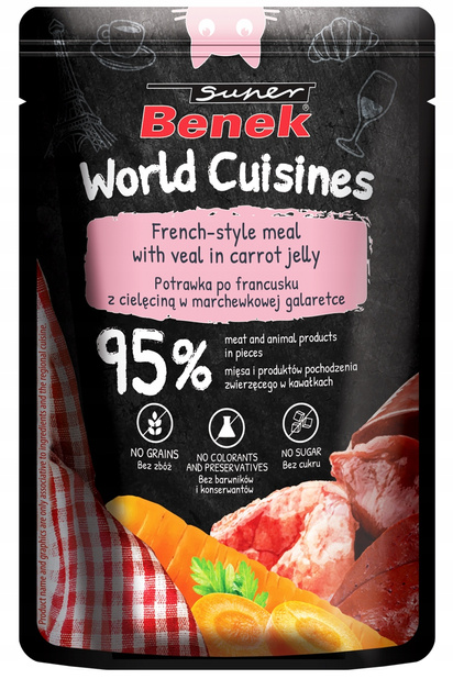 Benek World Cuisines Potrawka po Francusku z cielęciną w marchewkowej galaretce 100 g