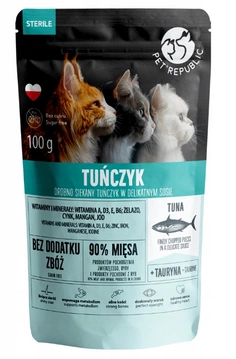 Pet Republic Tuńczyk, krojone kawałki w delikatnym sosie Sterile100g.