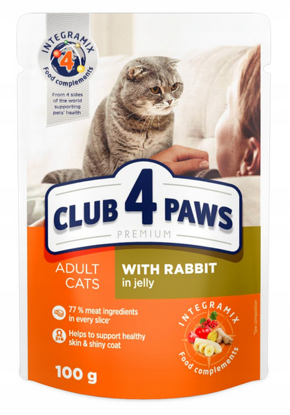 Club 4 Łapy Kot- Królik  w galaretce 100g