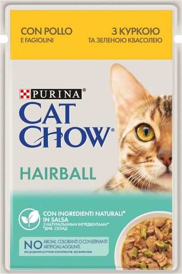 Purina Cat Chow Hairball Control Kurczak zielona fasolka 85g