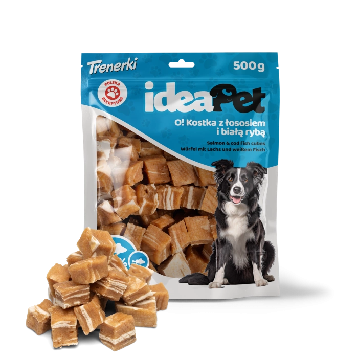 IDEAPET 500g KOSTKA Z ŁOSOSIEM I BIAŁĄ  