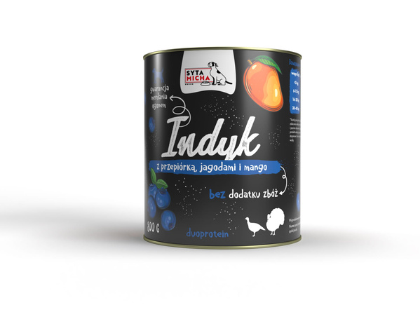 Syta Micha Indyk z przepiórką ,jagodami i mango 800g