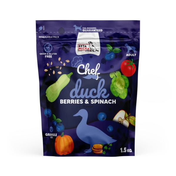 Syta Micha CHEF Kaczka, jagody i szpinak 1.5kg