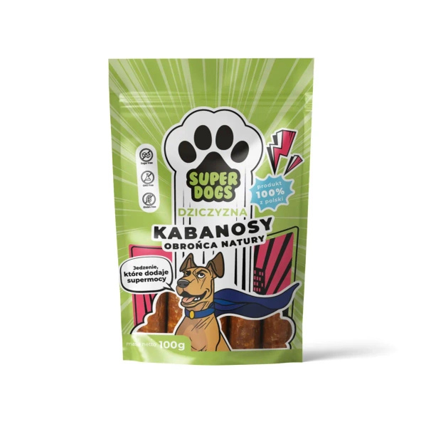 Uniszki Kabanosy Superdogs Obrońca Natury 100g z dziczyzną