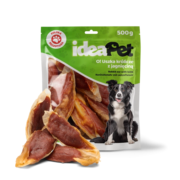 IDEAPET 500g USZKA KRÓLICZE Z JAGNIĘCINĄ