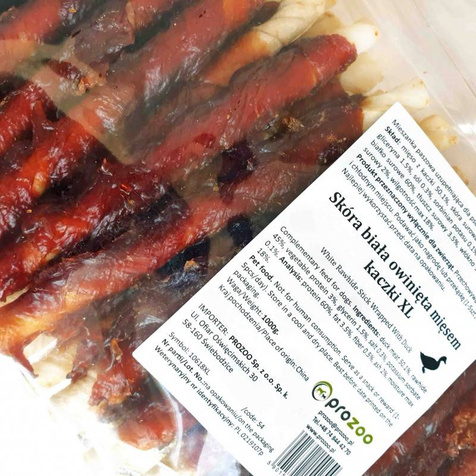 Prozoo Skóra biała owinięta mięsem kaczki XL 1 kg