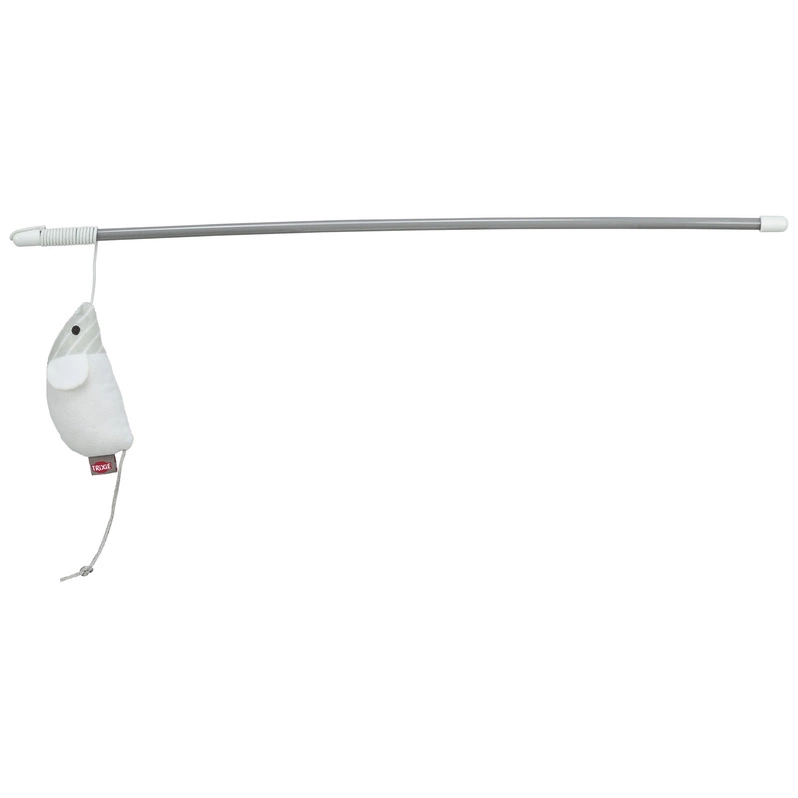 TRIVIE Wędka z myszką, zabawka, dla kota, plastik/plusz, 46 cm, z kocimiętką