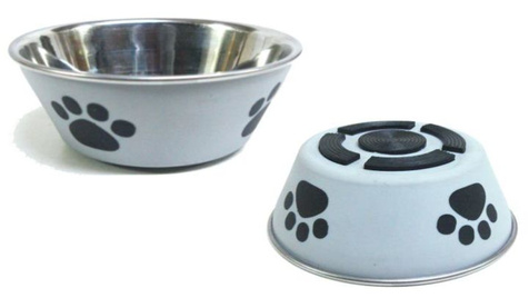 Yarro Miska metalowa pokryta plastikową warstwą z gumowym dnem, szara z łapką 21,5cm