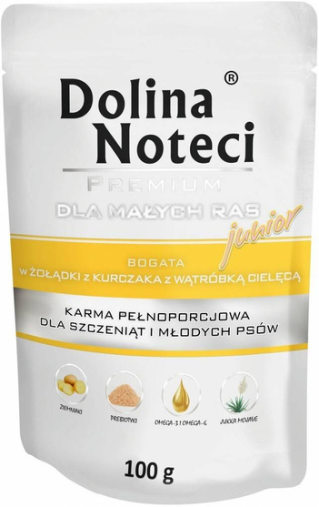 Dolina Noteci Junior Małe Rasy Żołądki Kurczaka+Wątróbka Cielęca 100g