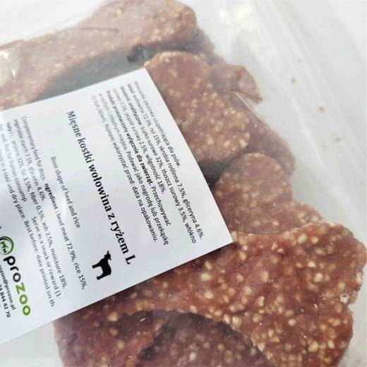 Prozoo Wołowina z ryżem- mięsne kosteczki 500g