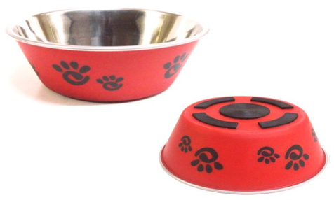 Yarro Miska metalowa pokryta plastikową warstwą z gumowym dnem, czerwona z łapką 21,5cm