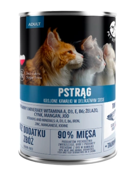 Pet Republic Pstrąg, krojone kawałki w delikatnym sosie, 400g.