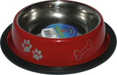 Yarro Miska metalowa na gumie malowana motyw łapki i kostki - czerwona 11cm