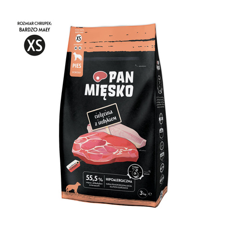 Pan Mięsko Cielęcina+Indyk Adult XS 3kg