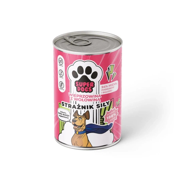Uniszki Karma mokra SUPERDOGS Strażnik Siły. Wieprzowina z wołowiną 400g