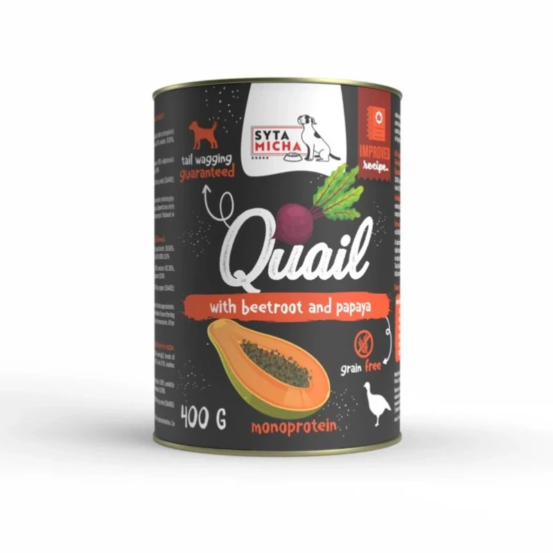 Syta Micha mokra karma dla psa Przepiórka z burakiem i papają - 400g