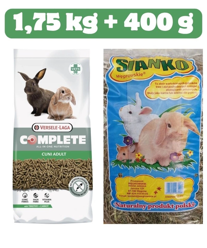 Zestaw Versele-Laga Cuni Complete 1,75 kg + Siano węgrowskie 400g 