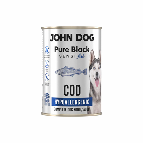 John Dog Pure Black Sensi Fish – Dorsz 400 g