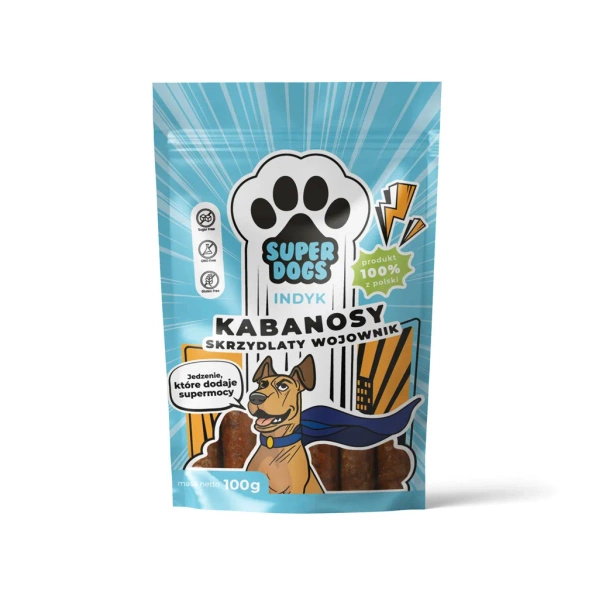 Uniszki Kabanosy Superdogs Skrzydlaty Wojownik 100g z indykiem
