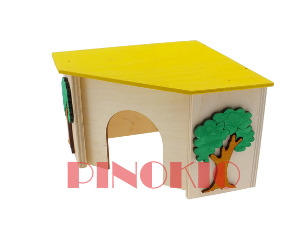 Pinokio drewniany domek narożny dla gryzoni 16 x 16 10,5 cm
