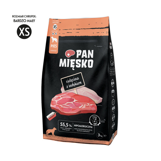 Pan Mięsko Cielęcina+Indyk Adult XS 3kg