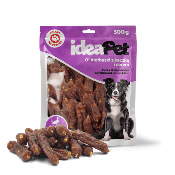 IDEAPET 500g KIEŁBASKI Z KACZKĄ I SEREM