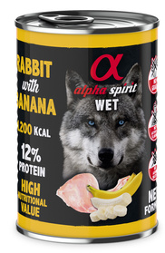 Alpha Spirit Królik z bananem 400g puszka dla psa