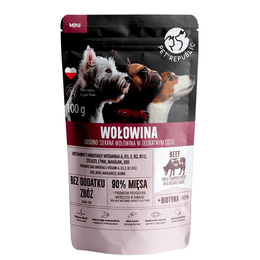 Pet Republic Wołowina, drobno siekane (shredowane) kawałki w delikatnym sosie, 100g.