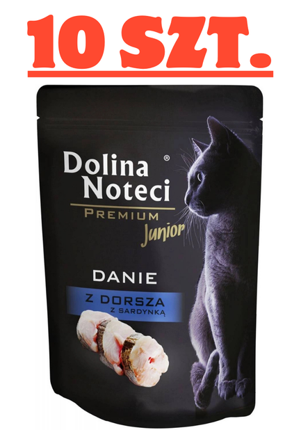 ZESTAW 10 x 85g Dolina Noteci Kot Junior Danie z Dorsz z Sardynką
