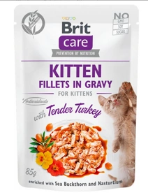 Brit Care Cat Fillets in Gravy  Kitten Tender Turkey  saszetka 85g