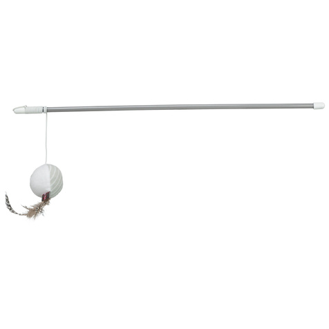 TRIVIE Wędka z piłką i piórkami, zabawka, dla kota, plastik/plusz, 46 cm, z kocimiętką