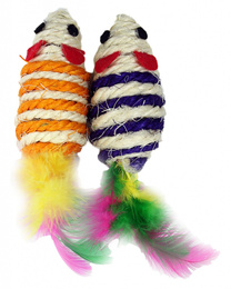 Pet Nova Zestaw 2 myszki z kolorowymi piórami 7x3cm