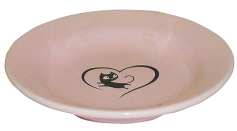 Yarro Miska ceramiczna dla kota z serduszkiem, różowa 15,5x3cm