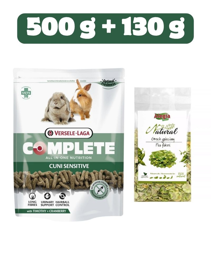 Zestaw Versele-Laga Cuni Sensitive Complete 0,5 kg + Alegia płatki grochu 130 g