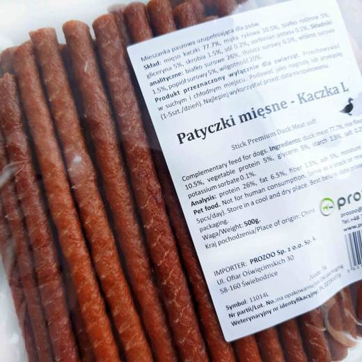 Prozoo Patyczki mięsne z kaczki 500g